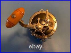 Vintage Penn Senator 114 6/0 Trolling Fishing Reel Hershey Kiss Coin Edge Amber