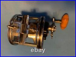 Vintage Penn Senator 114 6/0 Trolling Fishing Reel Hershey Kiss Coin Edge Amber