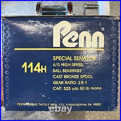Vintage Penn Senator 114-H Saltwater Reel White Plastic Handle Made in USA