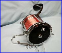 Vintage Penn Senator 115 9/0 Reel, Rod Clamp & Brace Made in USA Nice FREE SHIP