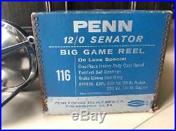 Vintage Penn Senator 12/0 116 Big Game Reel. With Box and Manual