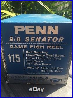 Vintage Penn Senator 9/0 115 Fishing Reel Original Box Mint