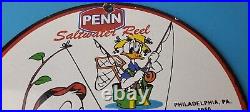 Vintage Penn Sign Fishing Reels Porcelain Tackle Saltwater Gear Gas Pump Sign