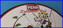 Vintage Penn Sign Fishing Reels Porcelain Tackle Saltwater Gear Gas Pump Sign