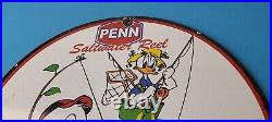 Vintage Penn Sign Fishing Reels Porcelain Tackle Saltwater Gear Gas Pump Sign