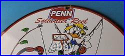 Vintage Penn Sign Fishing Reels Porcelain Tackle Saltwater Gear Gas Pump Sign