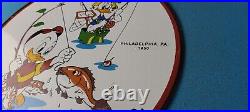 Vintage Penn Sign Fishing Reels Porcelain Tackle Saltwater Gear Gas Pump Sign