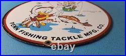 Vintage Penn Sign Fishing Reels Porcelain Tackle Saltwater Gear Gas Pump Sign