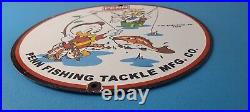 Vintage Penn Sign Fishing Reels Porcelain Tackle Saltwater Gear Gas Pump Sign