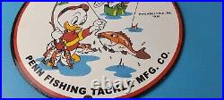 Vintage Penn Sign Fishing Reels Porcelain Tackle Saltwater Gear Gas Pump Sign