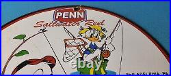 Vintage Penn Sign Fishing Reels Porcelain Tackle Saltwater Gear Gas Pump Sign