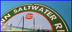 Vintage Penn Sign Fishing Reels Porcelain Tackle Saltwater Sign