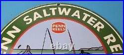 Vintage Penn Sign Fishing Reels Porcelain Tackle Saltwater Sign