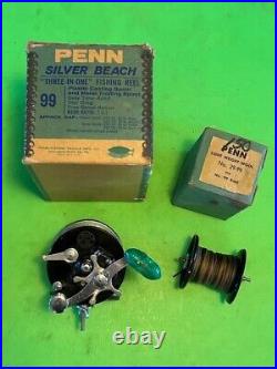 Vintage Penn Silver Beach No. 99 With Original Blue & White Box + An Extra Spool