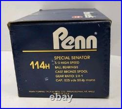 Vintage Penn Special Senator 114-H Fishing Reel High Speed Cast Bronze Spool EUC