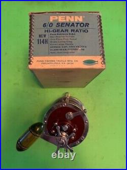 Vintage Penn Special Senator 114h 6/0 Fishing Reel + Original Blue & White Box