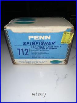 Vintage Penn Spin-fisher No. 712 Spinning Reel Made In USA Light Tackle With Box