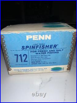 Vintage Penn Spin-fisher No. 712 Spinning Reel Made In USA Light Tackle With Box