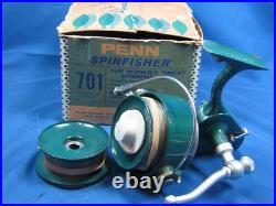 Vintage Penn Spinfisher 700 Green Spinning Reel with 701 Box with Spare Spool