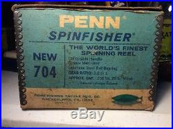 Vintage Penn Spinfisher 704 Reel In Box PENN Spinning REELS Advertising Clean