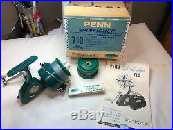 Vintage Penn Spinfisher 710 Greenie Fishing Reel Minty In The Box with Extra's