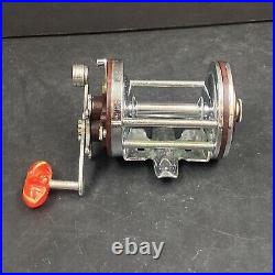Vintage Penn Squidder 140 Conventional Reel Red Bakelite Handle Retro Saltwater