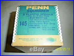 Vintage Penn Squidder Fishing Reel No. 145 with Extra Spool, EXCELLENT ORG BOX