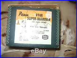 Vintage Penn Super-Mariner 49M Conventional Reel made in USA with Box & Papers