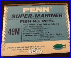 Vintage Penn Super-Mariner Fishing Reel 49M New in Box with Copper Line Nice