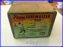 Vintage Penn Surfmaster 200 Fishing Reel with Original Box, Catalog, Tools