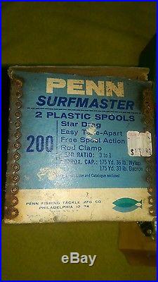 Vintage Penn Surfmaster 200 NOS Fishing Reel In Box, Lime handle crank