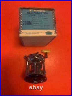 Vintage Penn Surfmaster No. 200m Fishing Reel With Blue & White Vintage Box