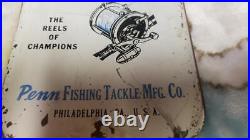 Vintage Penn Tackle Mfg. Fishing Reels Original Advertising Sign No Thermometer
