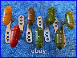 Vintage Penn reel power handles, #24-56 lot of 7. 4-Green, Red, Amber, Brown