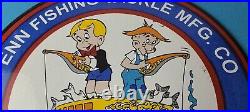 Vintage Porcelain Sign Penn Fishing Reels Tackle Gas Pump Plate Sign