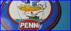 Vintage Porcelain Sign Penn Fishing Reels Tackle Gas Pump Plate Sign
