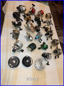 Vintage Reels, lot 27, Johnson Century, Zebco 33, Spinners, bait casters, others