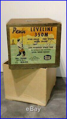Vintage Silver Anniversary Penn 350M Leveline fishing Reel in box