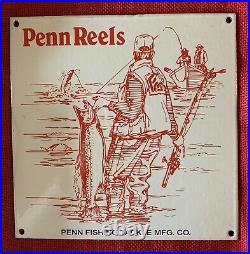 Vintage Style Penn Reels 9.75 X 9.75 Inch Porcelain Advertising Sign
