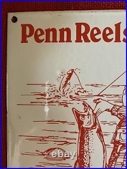 Vintage Style Penn Reels 9.75 X 9.75 Inch Porcelain Advertising Sign