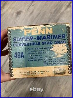 Vintage penn 49A wide spool reel WITH BOX
