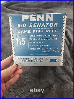 Vintage with box Penn Senator 9/0 115 game fish reel