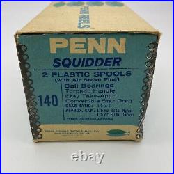 Vtg 1976 Nos Penn Squidder 140 Fishing Reel Original Box Acessories Extra Spool