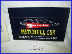 Vtg GARCIA MITCHELL 508 FORK FOOT SPINNING REEL in Box Ultra Light Fishing