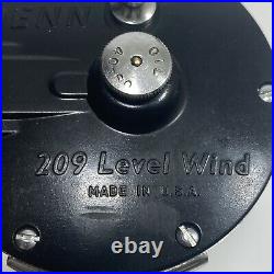 Vtg Penn No. 209 Level Wind Fishing Reel Conventional Cleaned Lubed Made In USA