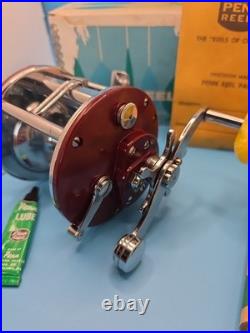 Vtg Penn PEER No. 290 Red, Chrome With Yellow Knob Never Used
