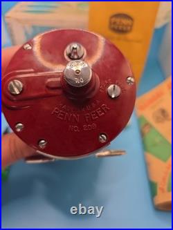 Vtg Penn PEER No. 290 Red, Chrome With Yellow Knob Never Used